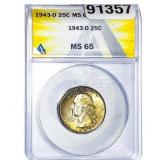 1943-D Washington Silver Quarter ANACS MS65