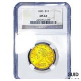 1893 $10 Gold Eagle NGC MS61