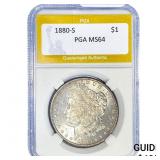 1880-S Morgan Silver Dollar PGA MS64