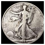 1938-D Silver Walking Liberty Half Dollar LIGHTLY
