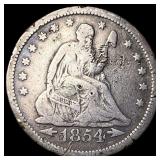 1854-O Silver Seated Liberty Quarter NICELY CIRCUL
