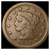 1851 Braided Hair Large Cent LIGHTLY  CIRCULATED