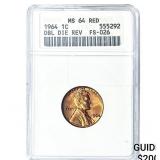 1964 Lincoln Memorial Cent ANACS MS64 RD DDR FS026