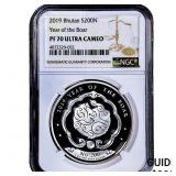 2019 Bhutan 1oz Silver 200 Nu Year of the Boar NGC
