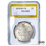 1878 Rev 79 Morgan Silver Dollar PGA MS63