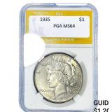1935 Silver Peace Dollar PGA MS64