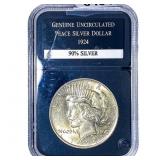1924 Silver Peace Dollar  GENUNC
