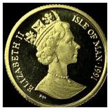 1991 Isle of Man Gold 1 Crown 0.25 oz CHOICE PROOF