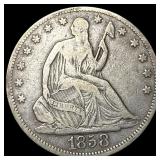 1858 Silver Half Dollar (Seated Liberty) LIGHTLY C