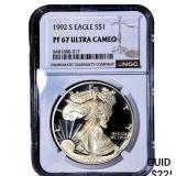 1992-S Silver Eagle NGC PF67 Ultra Cameo