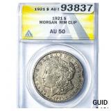 1921 Morgan Silver Dollar ANACS AU50 Rim Clip