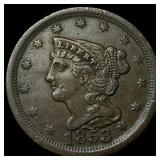 1853 Braided Hair Half Cent NEARLY UNCIRCULATED
