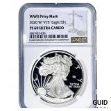 2020-W 'V75' Silver Eagle NGC PF69 WWII Pricy Mark