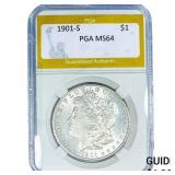 1901-S Morgan Silver Dollar PGA MS64