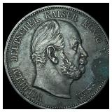 1874-A Silver 5 Mark Germany Wilhelm I CLOSELY UNC