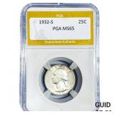 1932-S Washington Silver Quarter PGA MS65