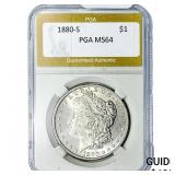 1880-S Morgan Silver Dollar PGA MS64