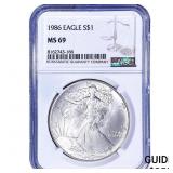 1986 Silver Eagle NGC MS69