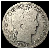 1901-S Silver Barber Half Dollar NICELY CIRCULATED