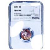 1951 Wheat Cent NGC PF66 RB