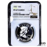 1957 Franklin Half Dollar NGC PF67 Cameo
