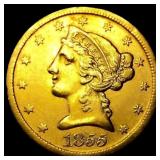 1855-C $5 Gold Half Eagle