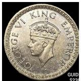 1942 British-India Silver 1/4 Rupee