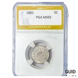1883 Shield Nickel PGA MS65