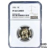 1951 Jefferson Nickel NGC PF66 Cameo