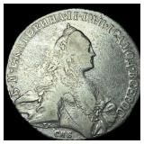 1769 Silver 1 Rouble Russia (Catherine II)LIGHTLY