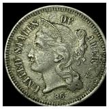 1867 Nickel Three-Cent Piece NEARLY UNCIRCULATED