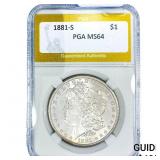 1881-S Morgan Silver Dollar PGA MS64