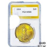 1924 $20 Gold Double Eagle PGA MS66