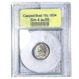 1834 Capped Bust Dime USCG AU55