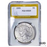 1935 Silver Peace Dollar PGA MS64
