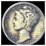 1921-D Silver Mercury Dime ABOUT UNCIRCULATED