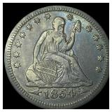 1854 Arrows Seated Liberty Quarter NEARLY UNCIRCUL
