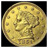 1851-O Gold $2.50 Liberty Head Quarter Eagle UNCIR