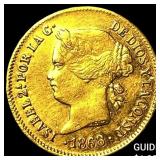 1868 Philippines Gold 1 Peso .0476 AGW