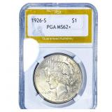 1926-S Silver Peace Dollar PGA MS62+