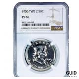 1956 T2 Franklin Half Dollar NGC PF68
