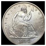 1858 Silver Seated Liberty Half Dollar HIGH  GRAD