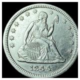 1844 Silver Seated Liberty Quarter CLOSELY  UNCIR