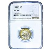 1945-S Buffalo Nickel NGC MS66