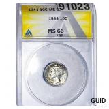 1944 Mercury Silver Dime ANACS MS66 FSB