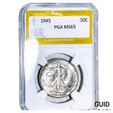 1945 Walking Liberty Half Dollar PGA MS65