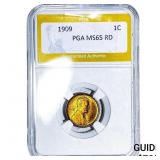 1909 Wheat Cent PGA MS65 RD