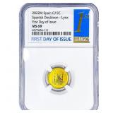 2022M Spain 1/10oz Gold 15 Euro Cent-Doubloon-Lynx