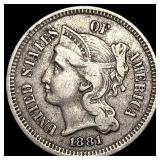 1881 Nickel Three-Cent Piece NEARLY  UNCIRCULATED