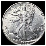 1938-D Silver Walking Liberty Half Dollar UNCIRCUL
